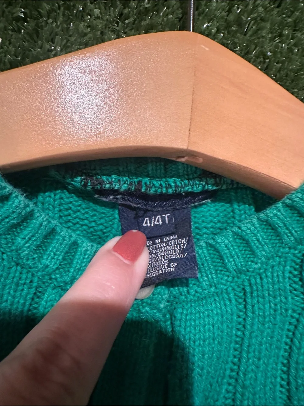 Ralph Lauren Green Cable Knit Cardigan